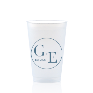 ForYourParty's elegant 9 oz Frost Flex Cup with Matte Stone Blue Ink Colors will look fabulous with your unique touch. Your guests will agree!