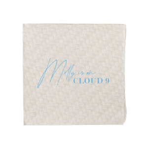 This custom bridal shower napkin is perfect for your dreamy event! Personalize this high quality napkin with the bride to be's name. This personalized party favor will give you shower a sophisticated and memorable touch. 