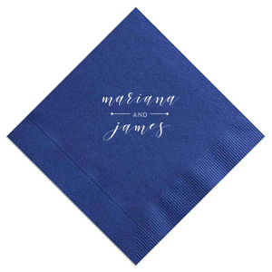 Artistic elegance defines the Elegant Swirling Script Stacked Names Wedding Napkin. The couple’s names dance in beautifully swirling script. A subtle dividing line accent highlights their union, blending sophistication with whimsy to commemorate their special day in style.