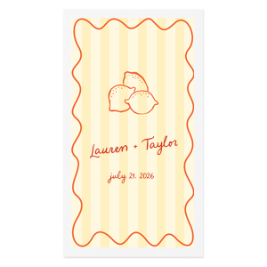 Bring a little zest to your next party with the Lemon Stripes Photo Napkin. The bright design is ink printed in full color to pop! at any function. Perfect for summer or springtime events, engagements, bridal showers or birthday parties, they are sure to leave a lasting impression on your guests.