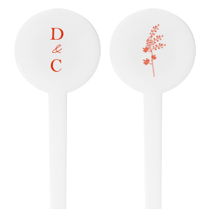 Custom stir sticks update any bar cart or add something special to signature wedding drinks. Featuring a minimal floral design, you can customize this stir stick with your initials. 