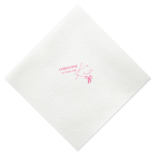 Set the stage for your nuptials with the Bow-tiful Beginnings Wedding Napkin, personalized with your name and the charming phrase "is tying the knot," enhanced by a modern bow graphic. Perfect for adding a personalized touch to your wedding festivities from engagment parties to bachelorette events.