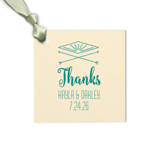 Our custom Stardream Crystal White Double Point Gift Tag with Shiny Fuchsia Foil Color has a Diamond Arrow graphic and is good for use in Wedding themed parties and can't be beat. Showcase your style in every detail of your party's theme!