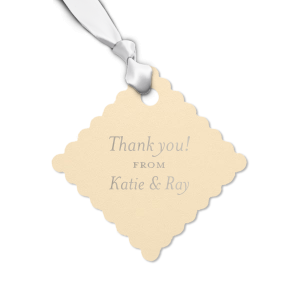 Express a world of gratitude with the Bespoke Thank You Tag, where the potent 'Thank You!' speaks volumes. Paired with 'from' and the giver's names, this tag is a simple yet profound gesture of thanks that resonates with every gift.