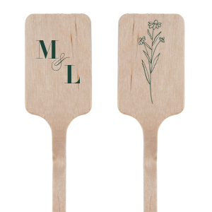Our beautiful custom Matte Spruce Rectangle Stir Stick with Matte Spruce Foil has a Stem Daisy Flower graphic and is good for use in Floral themed parties and are a must-have for your next event—whatever the celebration!
