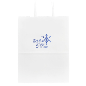 ForYourParty's chic White Goodie Bag with Shiny Lavender Foil Color has a Snowflake graphic and is good for use in Holiday, New Years, Christmas themed parties and can't be beat. Showcase your style in every detail of your party's theme!