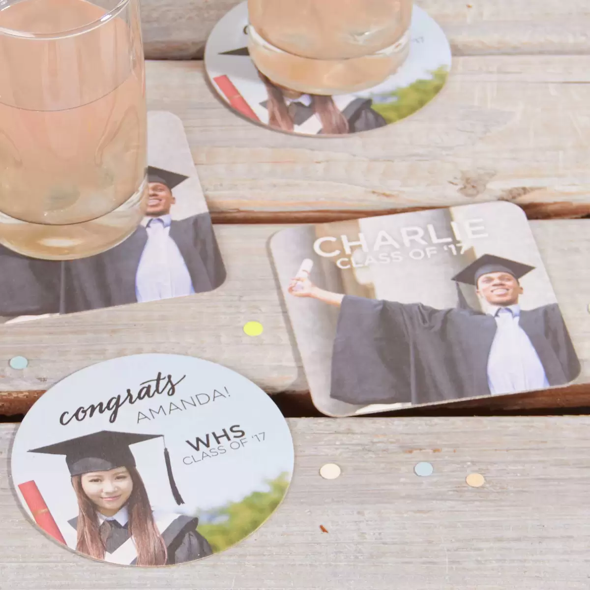 custom photo coasters for graduation party