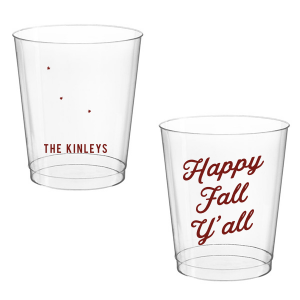 celebrate the autumn season with the Happy Fall Y'all Cup. Printed in your choice of cup style and ink color, make your family gatherings all the more personal this season.