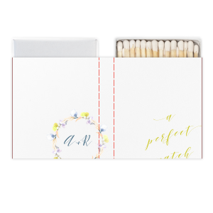 ForYourParty's chic White Classic Custom Photo Matchbox with Matte Stone Blue Ink Digital Print Colors and Matte Chartreuse Ink Digital Print Colors can be customized to complement every last detail of your party.