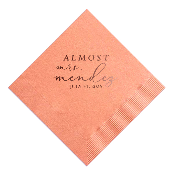Custom Light Coral Cocktail Napkin with Shiny Merlot Foil will impress guests like no other. Make this party unforgettable.