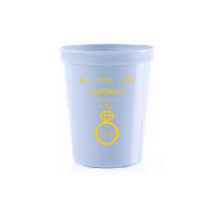 Raise a cup to the guest of honor with the Bachelorette Engagement Cup, where love and diamonds meet in celebration. Above the glinting solitaire, 'We Love Our Bachelorette' sets off the cheers, with her name leading to the ring that playfully hugs the date.