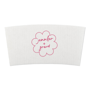 You can't go wrong with the tried and true Kitschy Cocktail Hour Floral Frame Coffee Sleeve. The elegant design and customizable text make for a simple yet eye catching product that is perfect for your private event or business.