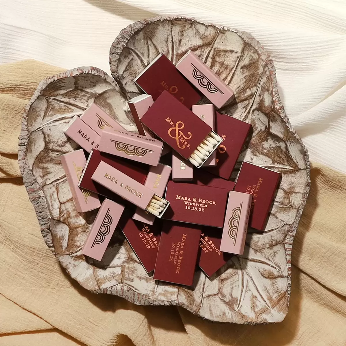 create custom matches for a fun wedding take-home favor