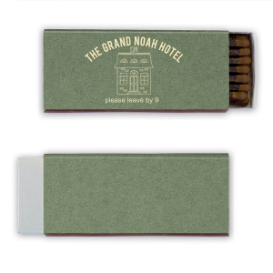 Whether you run an actual hotel or house rental, or just want to please your friends with sassy custom printed matches, our Hotel Check Out matchboxes will be a hit.  Customize with 2 line of personalized text above and below an illustration of a house. Your friends and guests will be impressed with your attention to detail!