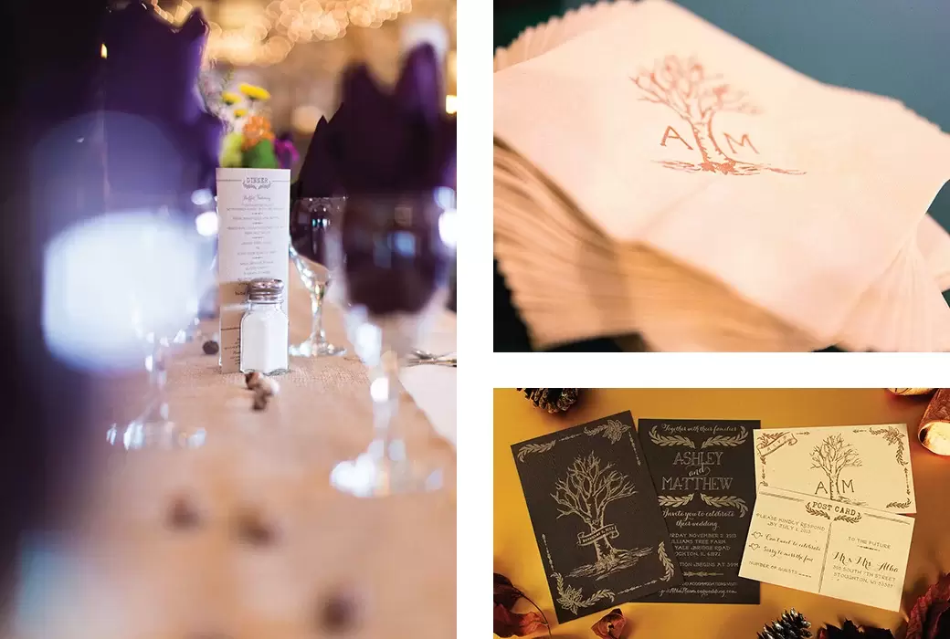 Customized Wedding Napkins and Wedding Menus and Wedding Invitations