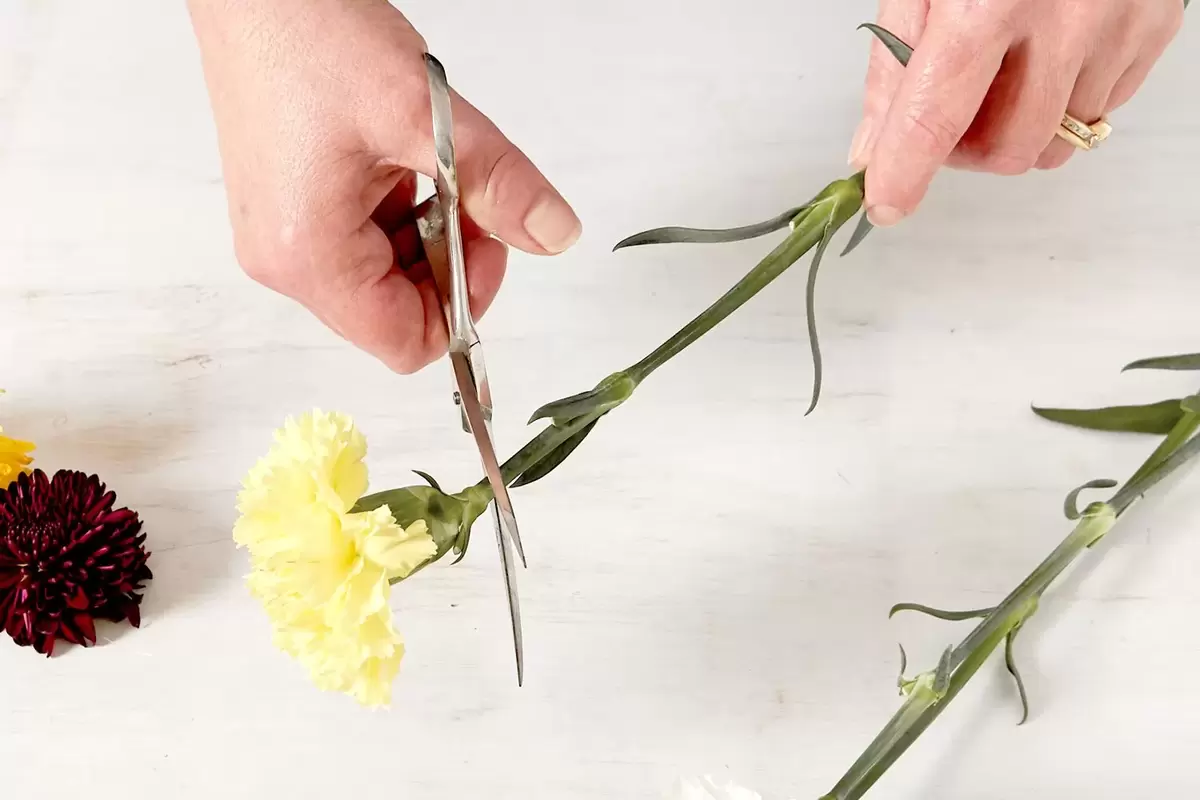 hanging flower backdrop DIY in process