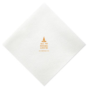 Get ready to cast a spell on your guests with this bewitching Hat All My Witches Love Me Napkin! Featuring a playful design of a witch's hat, these napkins are sure to add a touch of enchantment to your spooky soiree.
