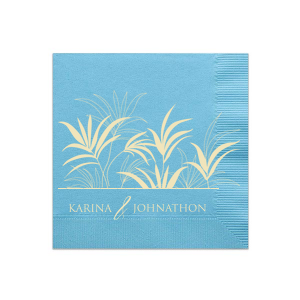 Custom French Blue Statement Cocktail Napkin with Matte Ivory Foil has a Fern Pattern graphic and is good for use in Full Bleed, Southwestern, Floral themed parties and couldn't be more perfect. It's time to show off your impeccable taste.