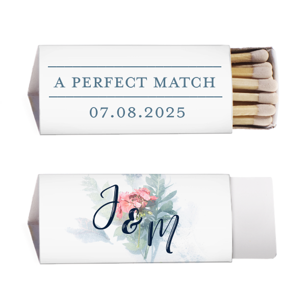 Our custom White Square Custom Photo Matchbox with Matte Stone Blue Ink Digital Print Colors and Matte Navy Ink Digital Print Colors are a must-have for your next event—whatever the celebration!
