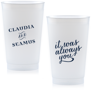Classic Angled Names Cup is good for weddings, anniversaries and romantic themed parties. Easily customize the design to complement every last detail of your party.