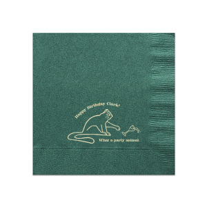 Add a splash of humor to your celebration with our personalized party napkins! Custom printed with the foil color of your choice, these napkins feature a playful design of a cat knocking over a glass that's sure to bring a smile to your guests' faces. Perfect for birthdays, casual gatherings, and fun events. Ideal for serving appetizers, drinks and dessert