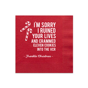 Our custom Lipstick Red Cocktail Napkin with Matte White Foil has a Candy Cane graphic and is good for use in Christmas themed parties and can be customized to complement every last detail of your party.