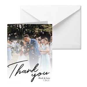 Thank You Wedding Script Names Photo Card