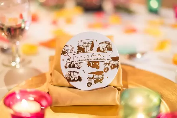 Foil Stamped Custom Coasters Add A Glittery Detail on Your Wedding Tablescape