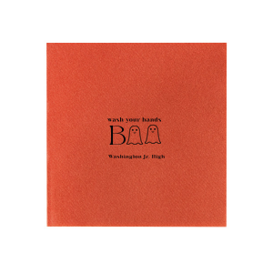 The Wash Your Hands Boo Napkin will elevate your bathroom this Halloween season. Two ghosts help spell out "wash your hands boo." You can personalize with your name, school, or location of your Halloween party!