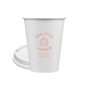 ForYourParty's elegant Matte Light Coral Ink 8 oz Paper Coffee Cup with Lid with Matte Light Coral Ink Cup Ink Colors has a Pumpkin graphic and is good for use in Thanksgiving, Halloween themed parties and couldn't be more perfect. It's time to show off your impeccable taste.