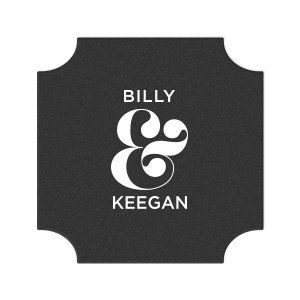 Our custom White Square Coaster with Matte Black Foil can be customized to complement every last detail of your party.