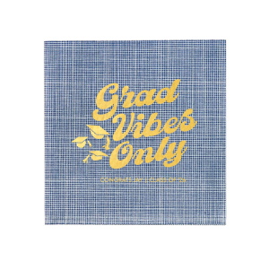 Embrace the celebration with the Grad Vibes Only Retro Napkin, declaring the occasion in a bold, retro-inspired font, topped with whimsical graduation cap graphics. Personalize with the graduate's name and year for an exclusive touch to this joyful milestone party.
