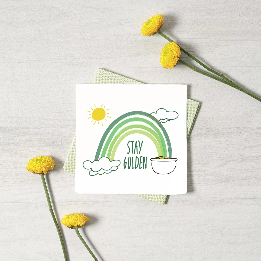 Stay Golden - green rainbow st patty's day napkin
