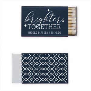 Personalized Linen Denim Classic Matchbox with Shiny 18 Kt Gold Foil has a Sparklesgraphic and a Aztec Pattern graphic and is good for use in Wedding, Engagement and Sparkly themed parties and can be personalized to match your party's exact theme and tempo.
