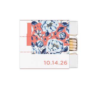Our custom White Square Custom Photo Matchbox with Matte Light Coral Ink Digital Print Colors and Matte Navy Ink Digital Print Colors will make your guests swoon. Personalize your party's theme today.