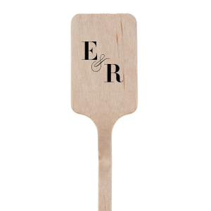 The Swirled Ampersand Initials Stir Stick elegantly combines simplicity and artistry. Featuring the couple's first initials connected by a swirl-infused ampersand, this design strikes a balance between formality and creative expression, adding a sophisticated touch to any drink.