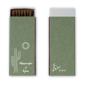 Make your next summertime party event a hot one with the Southwest Skull & Cactus Matchbox. Customize the color, style and text to create a perfect memento of the summer. 