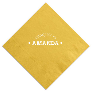 Celebrate the grad with the Congrats To The Graduate Napkin! Featuring arched text declaring a congratulatory message to the honoree, you can personalize this napkin with your name for a graduation party. 