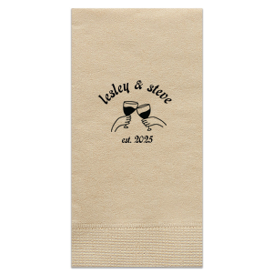 Personalized Linen Like (paper) Disposable Guest Hand Towels with a Ribbon  - 100 bulk pack personalized and etched with a Graphic