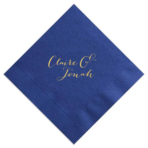 Personalized Navy Cocktail Napkin with Shiny 18 Kt Gold Foil will look fabulous with your unique touch. Your guests will agree!