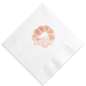 Celebrate Mardi Gras in style with this custom Mardi Gras napkin. Featuring a fun king cake graphic, this napkin will be a hit at your party. 