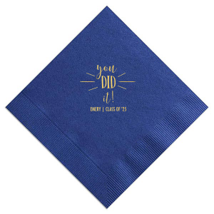 ForYourParty's elegant Royal Blue Cocktail Napkin with Shiny 18 Kt Gold Foil will make your guests swoon. Personalize your party's theme today.