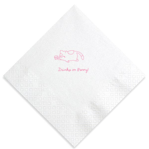 Showcase your love for feline friends with the Chillin' Cat Personalized Napkin, featuring a sleek, minimalist depiction of a cartoon cat contently resting on its stomach with a cup in paw. Below the charming design, add a personal flair with your or your cat's name in an elegant script font, perfect for any cat lover's gathering.