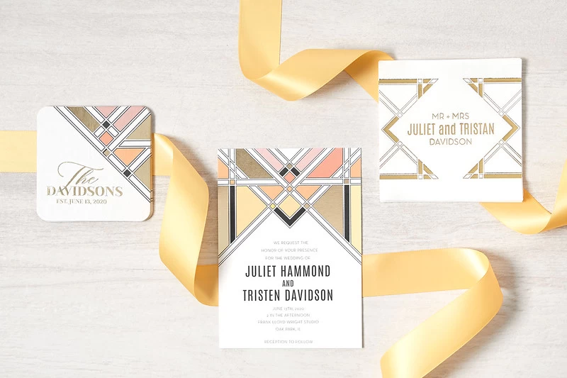 Art Deco inspired wedding invitation for your 2020 spring wedding