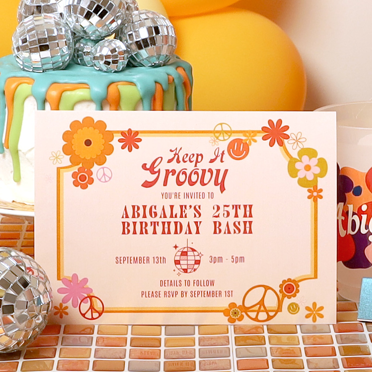 Disco Night Groovy Birthday Invitation