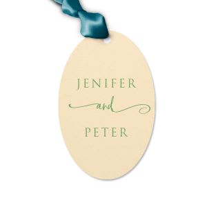 Our custom Linen Slate Large Oval Gift Tag with Matte White Foil will give your party the personalized touch every host desires.