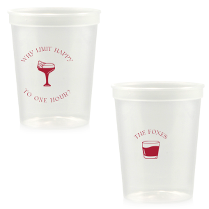Extend the joy with the Why Limit Happy Hour Cup, perfect for wedding cocktail hours or home entertainment, personalized with your family name. Emblazoned with "Why limit happy to one hour?" and a delightful cocktail graphic, it invites guests to savor every moment.