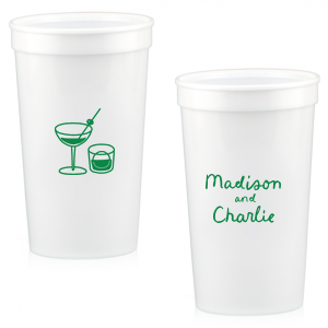 Add a splash of fun with the Cocktail Hour Couples Cup. Featuring text personalized to your name in the screen print ink color of your choice, the popular design is perfect for anniversaries, retirements and engagements!