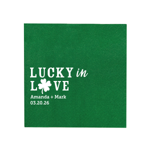 The ever-popular Leaf Cocktail Napkin with Matte White Foil has a Four Leaf Clover graphic and is good for use in Holiday, St. Patricks Day and wedding parties and will make your guests swoon. Personalize your party's theme today.