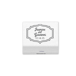 Set the stage for elegance with the Elegant Frame Wedding Matchbook. This design highlights a double-lined hexagon framing the couple’s beautifully scripted names and event date. An artful way to put the celebrants front and center, adding a refined touch to your memorable day.